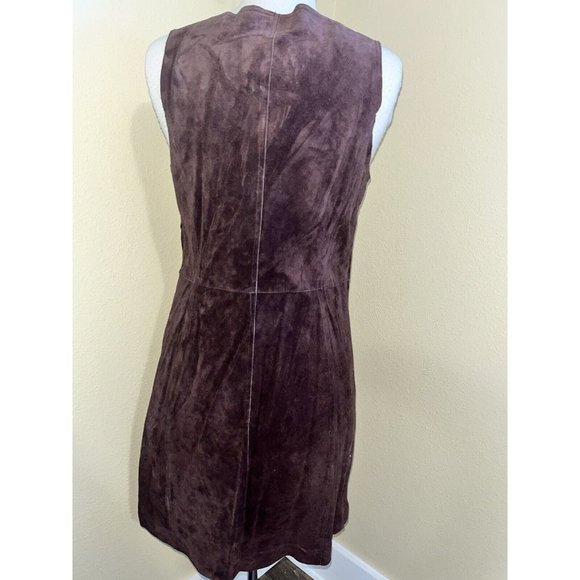 Isaac Mizrahi Suede Leather Jumper Dress Pockets Brown Size 12 Side & Front Zip - Picture 8 of 11